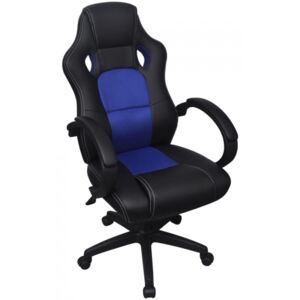 Krzesło biurowe w stylu sportowym ze sztucznej skóry niebieskie