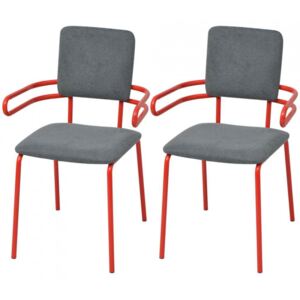 Krzesła z podłokietnikami, 2 sztuki, szaro-czerwone