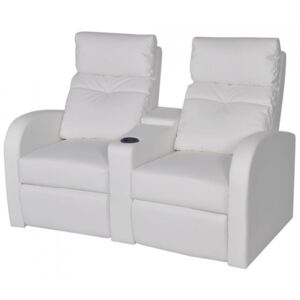 Rozkładane fotele kinowe dla 2 osób, eko-skóra, białe