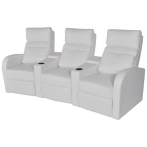 Rozkładane fotele kinowe dla 3 osób, eko-skóra, białe
