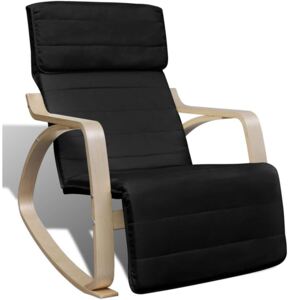 Fotel bujany z giętą ramą, materiałowy, regulowany, czarny