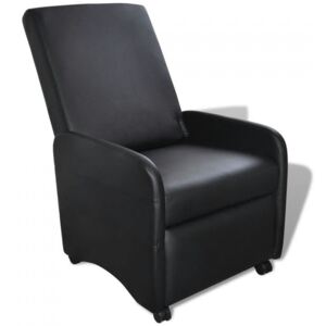 Fotel składany, skóra syntetyczna, czarny