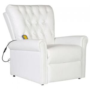Elektryczny fotel masujący z eko-skóry, regulowany, biały