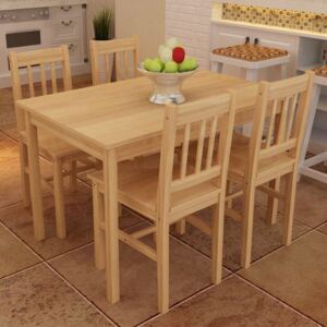 Drewniany zestaw - 4 krzesła i stolik