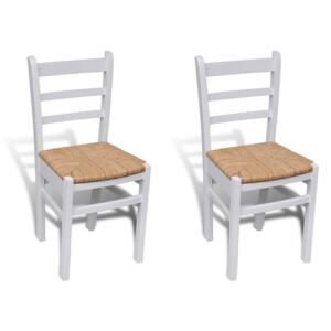 Krzesła do jadalni, 2 szt., drewniane, białe