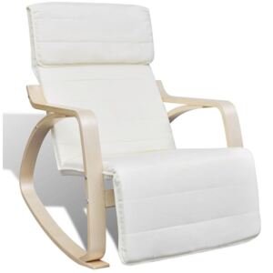 Fotel bujany z giętą ramą, materiałowy, regulowany, kremowy