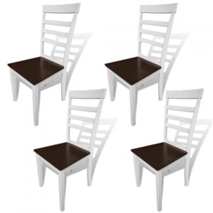 Krzesła do jadalni, 4 szt., drewniane, brązowo-białe