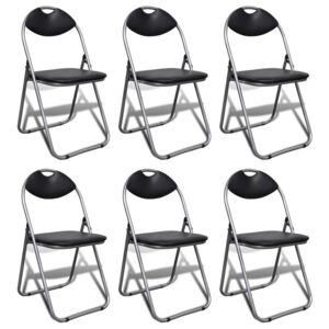 Zestaw 6 składanych krzeseł, stalowa rama, czarne