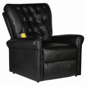Elektryczny fotel masujący z eko-skóry, regulowany, czarny