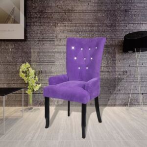 Aksamitny fotel z drewnianą ramą, fioletowy