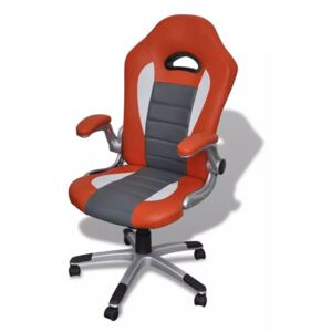 Nowoczesny skorzany fotel biurowy (Pomarańczowy)