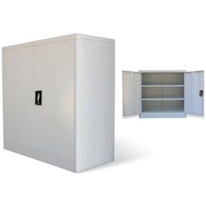 Szafa biurowa z 2 drzwiami, szara, 90 cm, stalowa