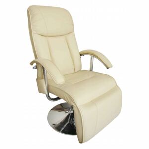 Elektryczny fotel masujący z eko-skóry, regulowany, kremowy