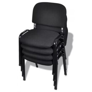 Krzesło biurowe tapicerowane tkaniną 4 szt., sztaplowane, czarne