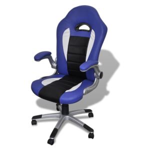 Nowoczesny skorzany fotel biurowy (Niebieski)