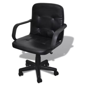 Fotel biurowy skórzany (59 x 51 x 81-89 cm) Czarny
