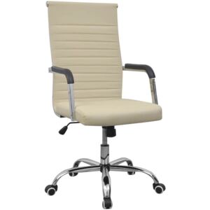 VidalXL Krzesło biurowe Sztuczna skóra 55x63 cm Krem