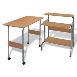 Zestaw biurko komputerowe + stół (Brązowe)