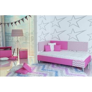 Łóżko dla dziecka Zyg Zak + panele ścienne - 3 kolory tapicerowane tkaniną
