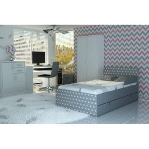 Łóżko dla dziecka z szufladą Lovi 2 kolory tapicerowane tkaniną