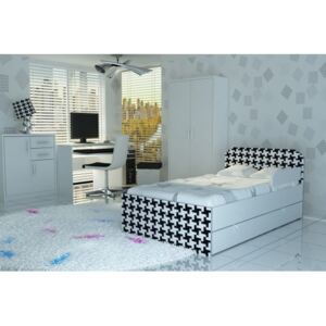 Łóżko dla dziecka z szufladą Kais - 4 kolory tapicerowane tkaniną