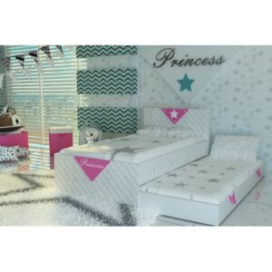 Łóżko dla dziecka piętrowe - wysuwane Bella Lux 7 kolorów tapicerowane tkaniną