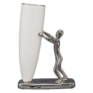 Biało-srebrny wazon ceramiczny Mauro Ferretti Lift