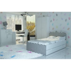 Łóżko dla dziecka z szufladą Milano - 3 kolory tapicerowane tkaniną