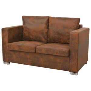 Sofa 2-osobowa, 137 x 73 x 82 cm, sztuczny zamsz