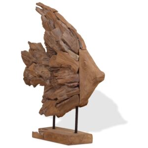 Rzeźba ryby, drewno tekowe, 40 x 12 x 57 cm