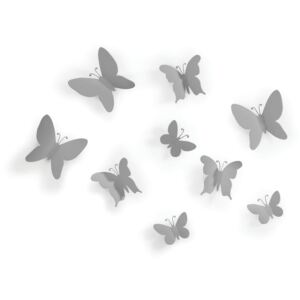 Zestaw 9 szarych dekoracji ściennych 3D Umbra Butterflies