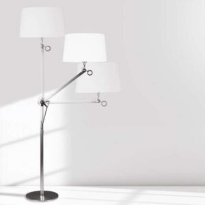 Abażurowa LAMPA podłogowa TERRA SMALL F0005 Maxlight regulowana OPRAWA stojąca do czytania biała