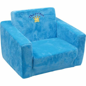 Niebieski pluszowy fotel dla dzieci