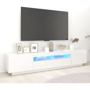 Szafka TV z oświetleniem LED, biel z połyskiem, 200x35x40 cm