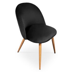Bettso Krzesło tapicerowane SOLO w nowoczesnym stylu - czarny / noga dąb
