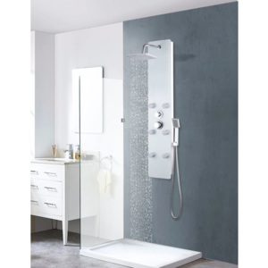 Panel prysznicowy, szkło, 25 x 44,6 x 130 cm, biały