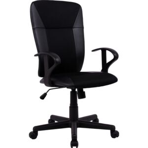 Wygodny fotel biurowy, obrotowy, sztuczna skóra i siatka