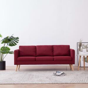 Sofa 3-osobowa, tapicerowana tkaniną, kolor czerwonego wina