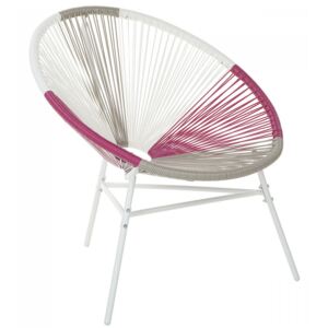 Krzesło rattanowe biało-beżowo-różowe ACAPULCO