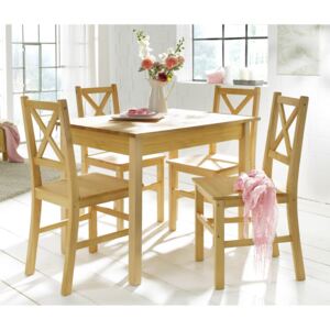 Sosnowy zestaw do jadalni: stół i 4 krzesła