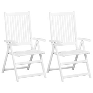 Krzesła składane, 2 szt., lite drewno akacjowe, białe
