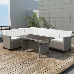 Meble ogrodowe: sofa narożna i stół, 12 części, polirattan