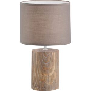 Lampka stołowa, nocna z podstawą imitującą drewno