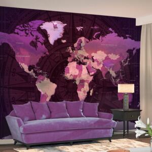 Fototapeta - Fioletowa mapa świata (100X70)