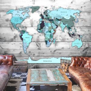 Fototapeta - Mapa świata: Błękitne kontynenty (100X70)