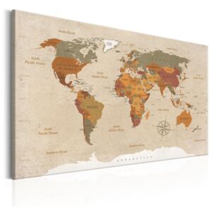 Obraz - Mapa świata: Beżowy szyk (60X40)