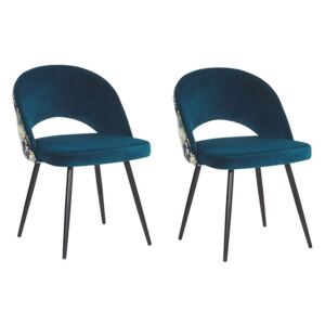 Zestaw 2 krzeseł do jadalni welurowy niebieski VIVIAN