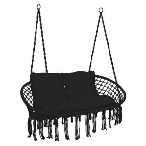 Krzesło fotel wiszący huśtawka LAGOS czarne z poduszkami
