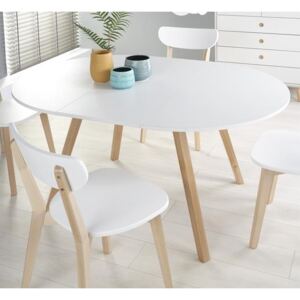 Stół rozkładany DOVER 102-142x102 biały mat-naturalny