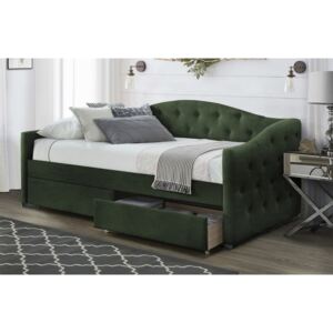 Łóżko jednoosobowe z szufladami POSITANO ciemny zielony Velvet